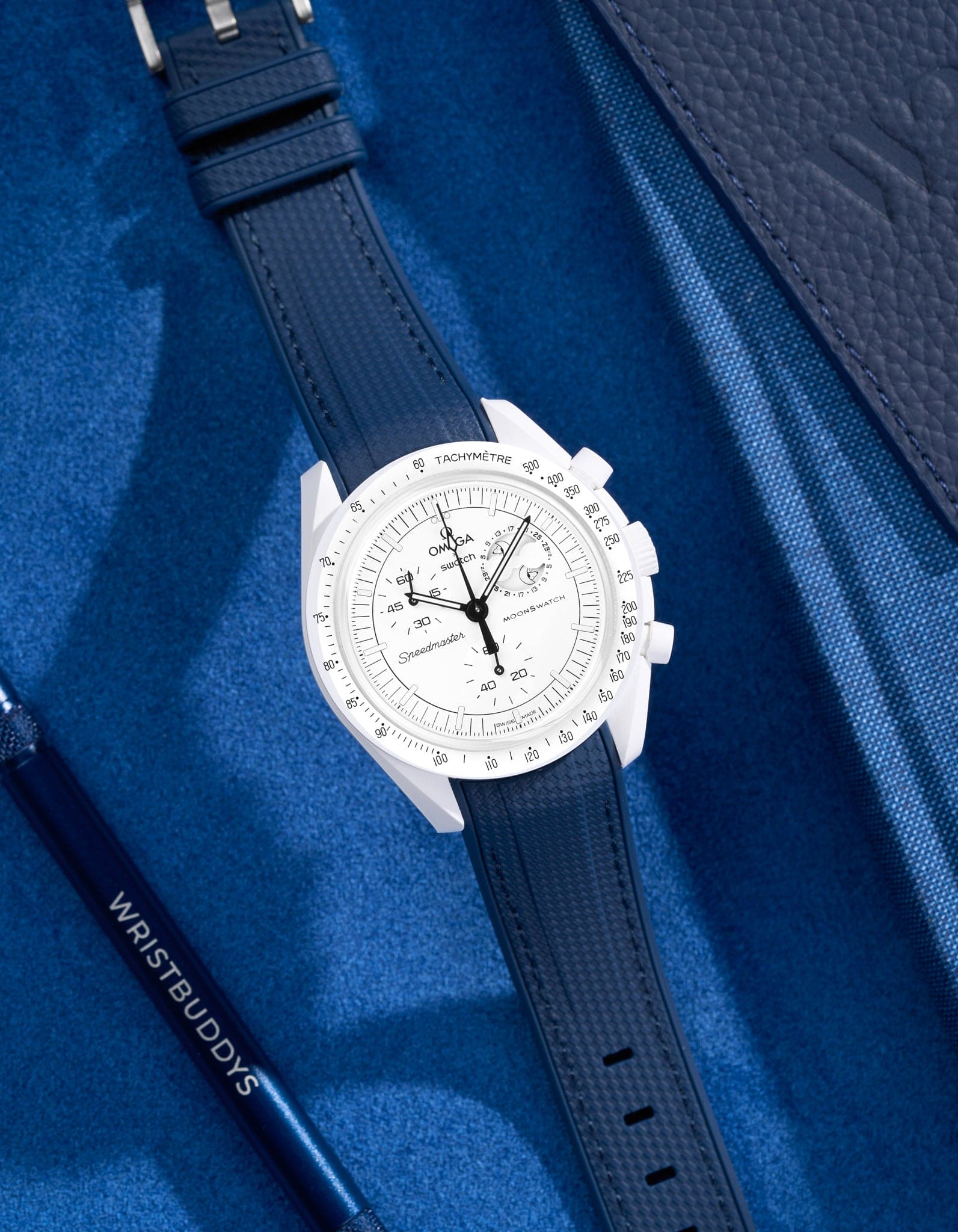 Curved Vertech Rubber Strap - Blue - OM Luxury