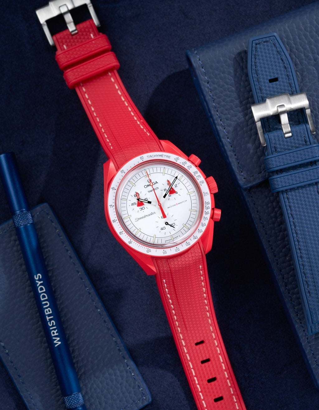 Curved Vertech Rubber Strap - Red - OM Luxury
